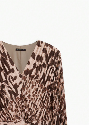 Комбинированное кэжуал платье плиссированное SHEIN леопардовый