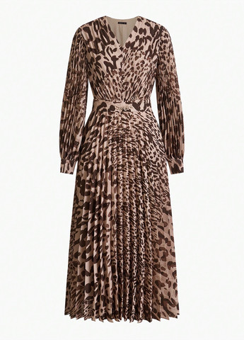 Комбинированное кэжуал платье плиссированное SHEIN леопардовый