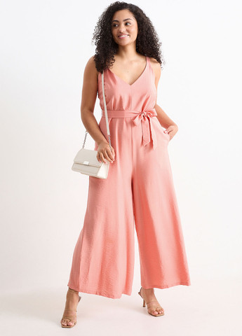 Комбінезон C&A комбінезон-брюки однотонний персиковий кежуал віскоза
