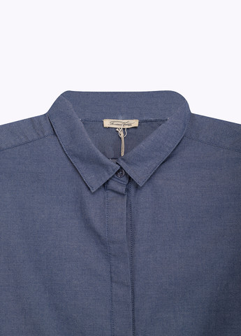 Серо-синяя кэжуал рубашка однотонная American Vintage
