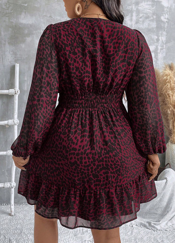 Малинова кежуал сукня а-силует SHEIN леопардовий