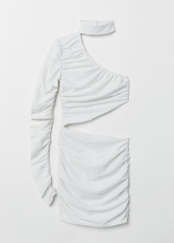 Белое коктейльное платье на одно плечо H&M однотонное