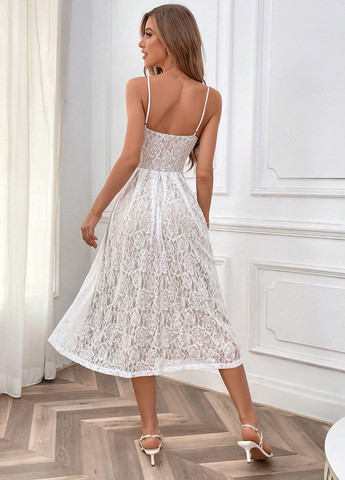 Белое праздничный платье клеш SHEIN однотонное