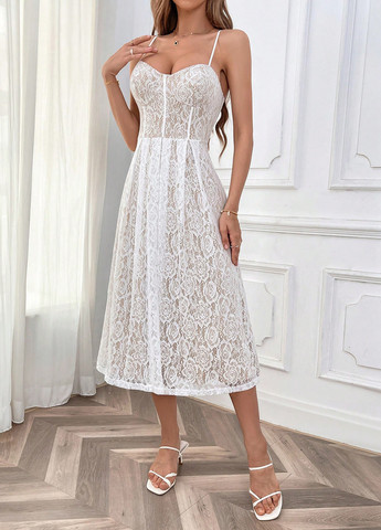 Белое праздничный платье клеш SHEIN однотонное