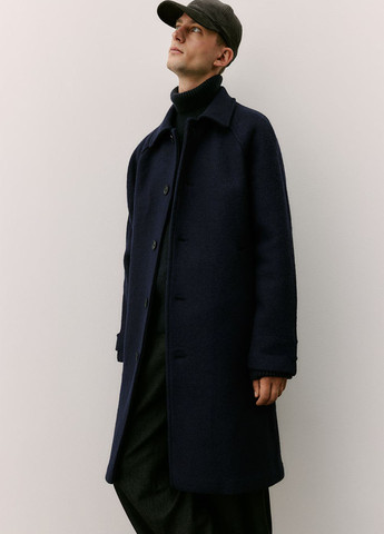 Темно-синее демисезонное Пальто однобортное H&M