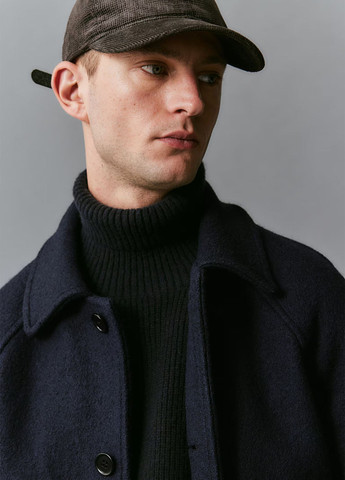 Темно-синее демисезонное Пальто однобортное H&M