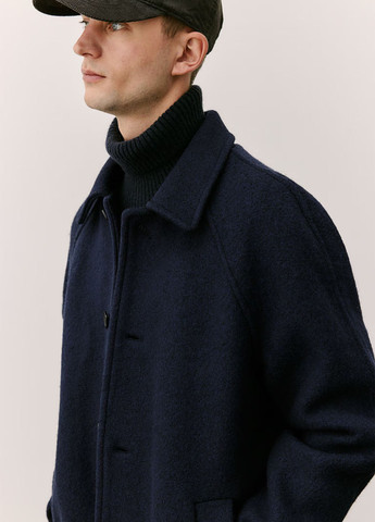 Темно-синее демисезонное Пальто однобортное H&M