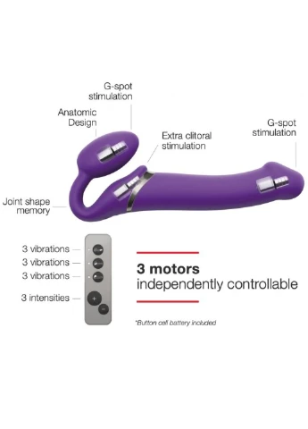 Безремневой страпон с вибрацией Vibrating Violet XL, диаметр 4,5см, пульт ДУ, регулируем Strap-On-Me (254152363)