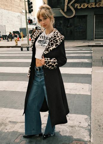 Черное демисезонное Пальто однобортное SHEIN