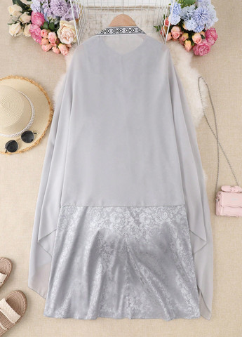 Сріблястий демісезонний комплект (накидка, сукня) SHEIN