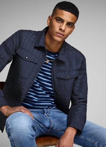 Темно-синяя демисезонная куртка JACK&JONES