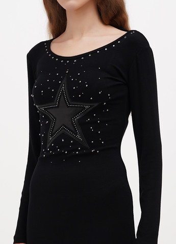 Черное кэжуал платье с открытой спиной, силуэтная Sassofono Club однотонное