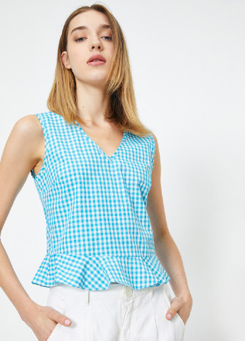 Голубая летняя блуза с баской KOTON