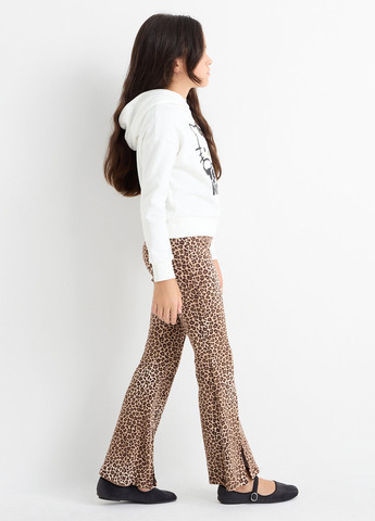 Бежевые кэжуал демисезонные клеш брюки C&A