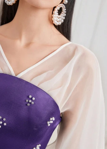 Лиловое праздничный платье а-силуэт SHEIN однотонное