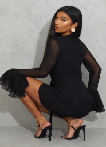 Чорна кежуал сукня PrettyLittleThing однотонна
