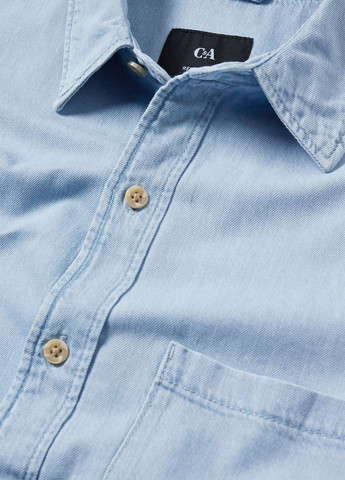 Голубой джинсовая, кэжуал рубашка однотонная C&A