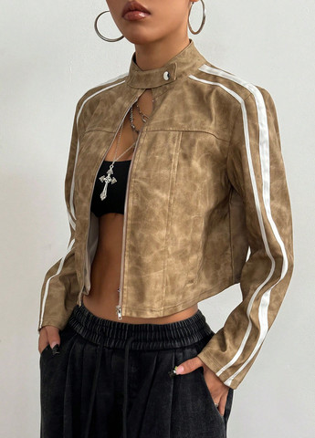 Кремовая демисезонная куртка SHEIN