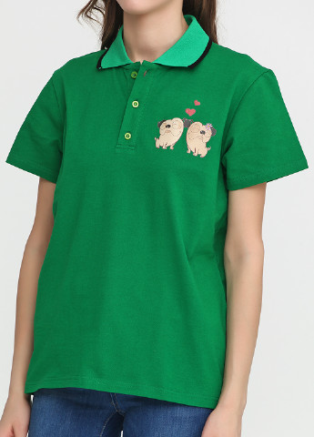 Зеленая женская футболка-поло Tryapos с рисунком