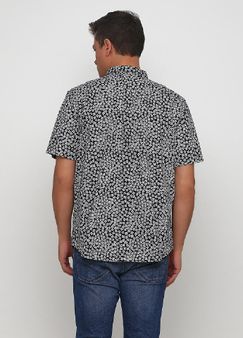 Черно-белая кэжуал рубашка с цветами H&M с коротким рукавом