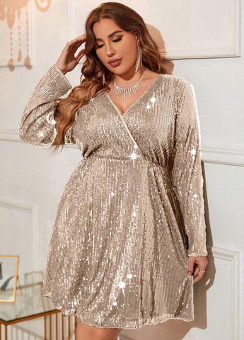 Кремова вечірня, коктейльна сукня на запах SHEIN однотонна