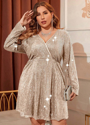 Кремова вечірня, коктейльна сукня на запах SHEIN однотонна