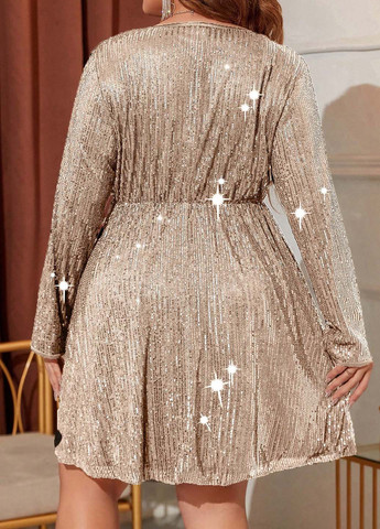 Кремова вечірня, коктейльна сукня на запах SHEIN однотонна