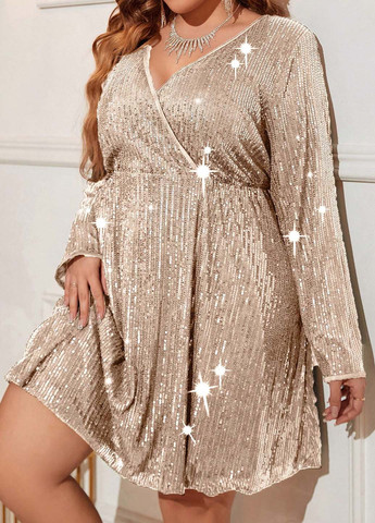 Кремова вечірня, коктейльна сукня на запах SHEIN однотонна