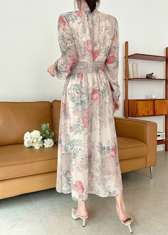 Сіра вечірня, кежуал сукня Dazy з квітковим принтом