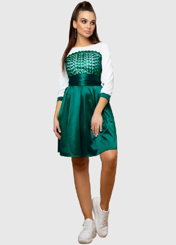 Зеленое кэжуал платье клеш ST-Seventeen однотонное