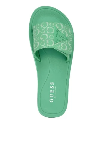 Зеленые шлепанцы Guess с логотипом