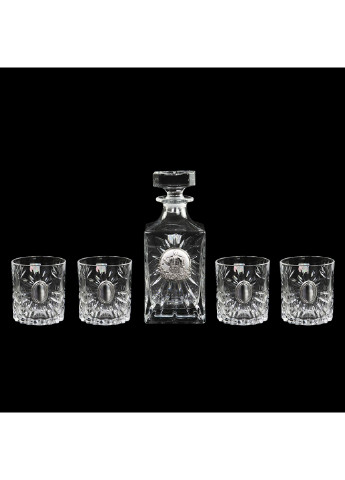Сет для виски «Казак с саблей Оазис» графин и 4 стакана, накладки серебро Boss Crystal (252344600)