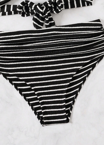 Чорно-білий літній купальник (ліф, трусики) роздільний, балконет SHEIN