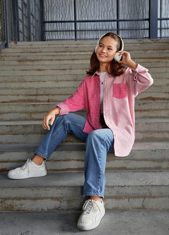 Розовое демисезонное Пальто пальто-рубашка SHEIN