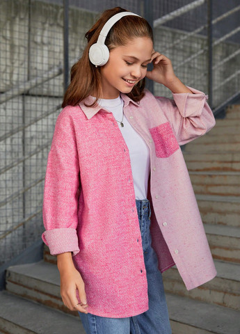 Розовое демисезонное Пальто пальто-рубашка SHEIN