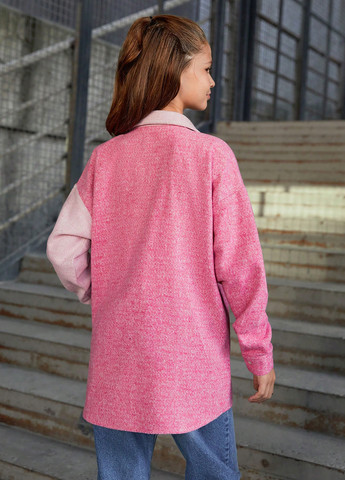 Розовое демисезонное Пальто пальто-рубашка SHEIN