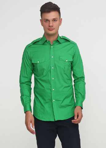 Зеленая кэжуал рубашка однотонная Ralph Lauren с длинным рукавом