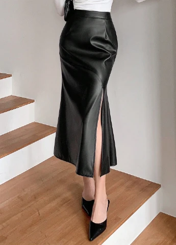 Черная кэжуал однотонная юбка SHEIN годе