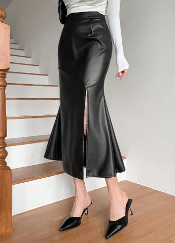 Черная кэжуал однотонная юбка SHEIN годе