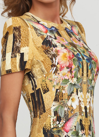 Комбинированное коктейльное платье футляр Alexander McQueen с цветочным принтом