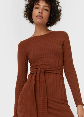 Коричневое платье демисезон Stradivarius
