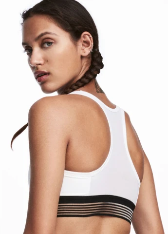 Білий спортивний бюстгальтер H&M з кісточками поліамід