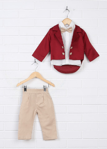 Комбинированный демисезонный костюм (фрак, рубашка, брюки) тройка Pugi Baby