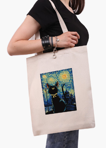 Еко сумка шоппер біла Сейлор Мун та Зоряна Ніч Ван Гог (anime Sailor Moon) (9227-2923-WT-1) екосумка шопер 41*35 см MobiPrint (224806132)