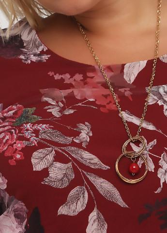 Бордовое кэжуал платье клеш Rinascimento с цветочным принтом