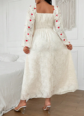 Кремовое праздничный платье в стиле ампир SHEIN сердечки