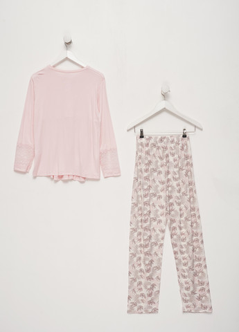 Светло-розовая всесезон пижама для беременных (лонгслив, брюки) лонгслив + брюки Cotpark