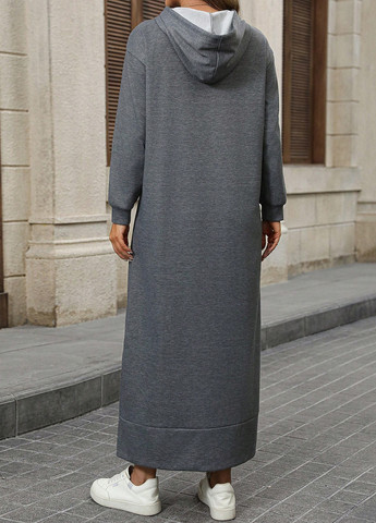 Темно-серое спортивное, кэжуал платье платье-худи SHEIN меланжевое