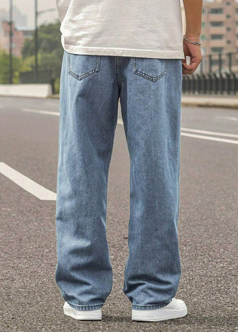 Синие демисезонные свободные джинсы SHEIN