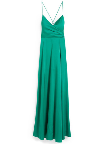 Зеленое вечернее, кэжуал платье с открытой спиной C&A однотонное